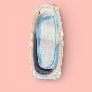 Vintage Studio Art Pottery Platter / Tray 8” Unique Reactive Blue Purple Glaze